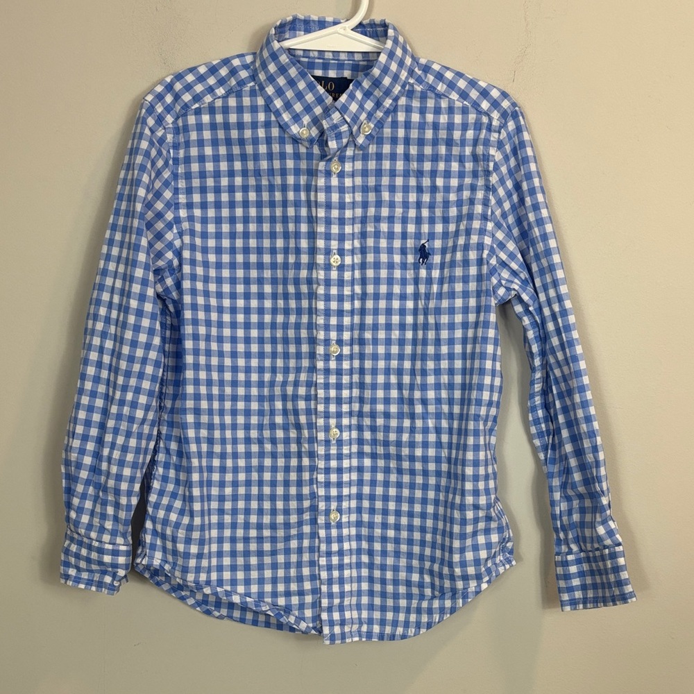 Polo Ralph Lauren Button down shirt Blue Checkered Boy’s Shirt size 6
